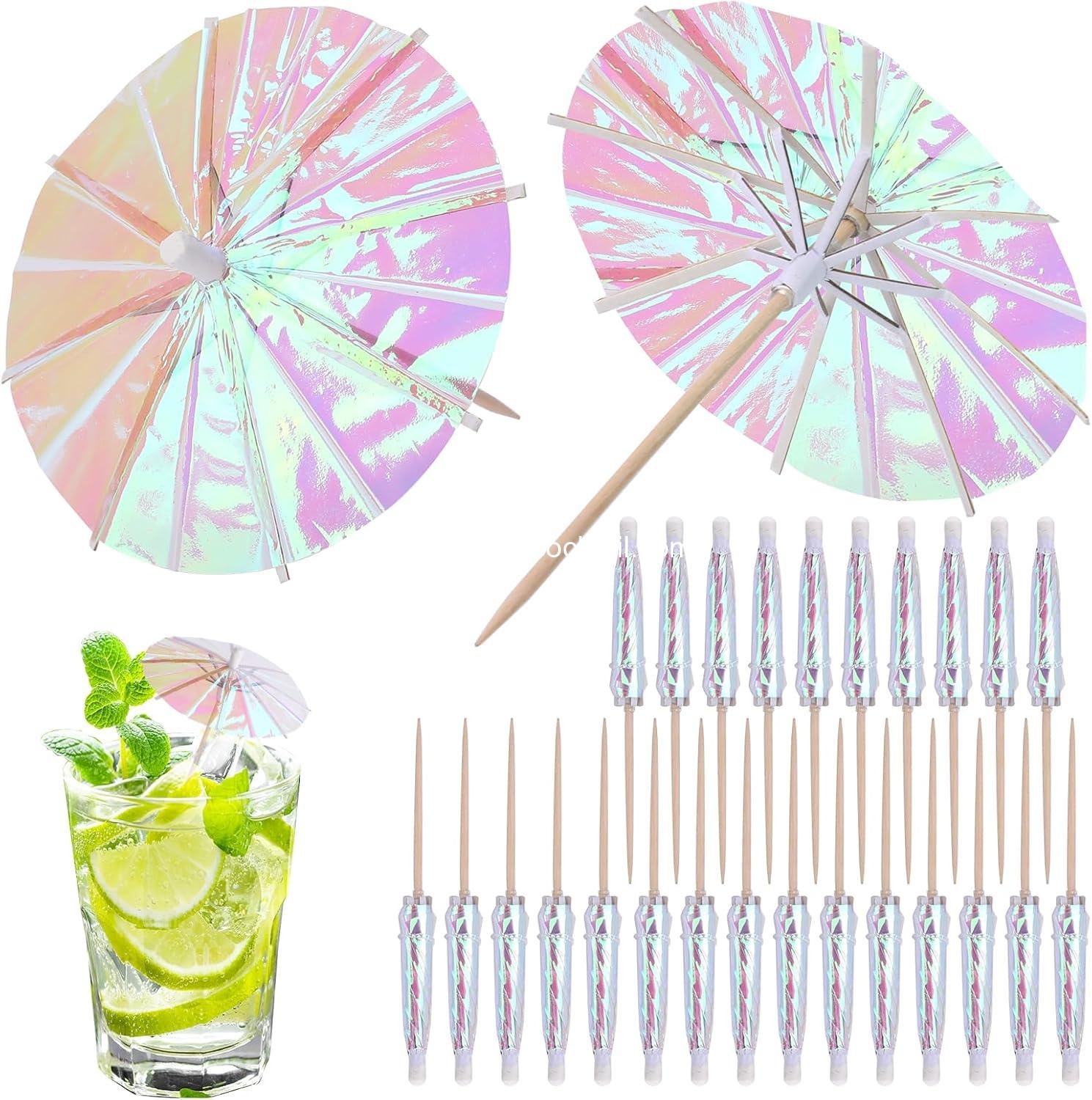 Wholesale 50pcs Mini Paper Cocktail Umbrellas Drink Picks Rainbow Lemon Cupcake Toppers Party Decorations manufacturer
