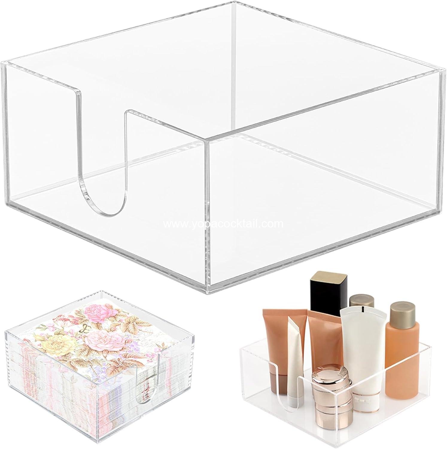 Wholesale Clear Acrylic Cocktail Napkin Holder for Table, Square Plastic Napkin Holder Ideal for Kitchen, Parties, and Dinners (COLOR: clear) Supplier