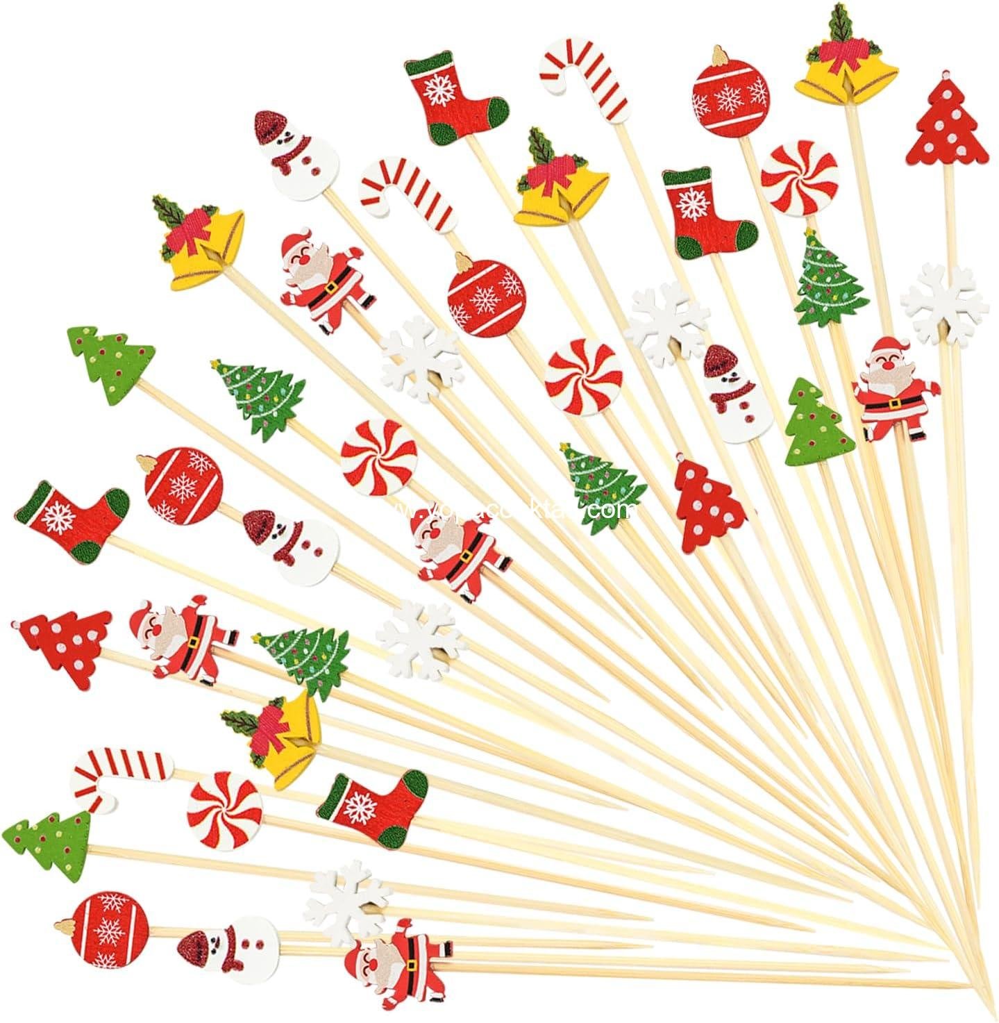 Wholesale Cocktail Picks 100PCS - 4.7 Inch Christmas Cocktail Sticks for Appetizers, Fruit, Desserts, and Sandwiches - Party Decorations Supplier Wholesale Cocktail Picks 100PCS - 4.7 Inch Christmas Cocktail Sticks for Appetizers, Fruit, Desserts, and Sandwiches - Party Decorations Supplier