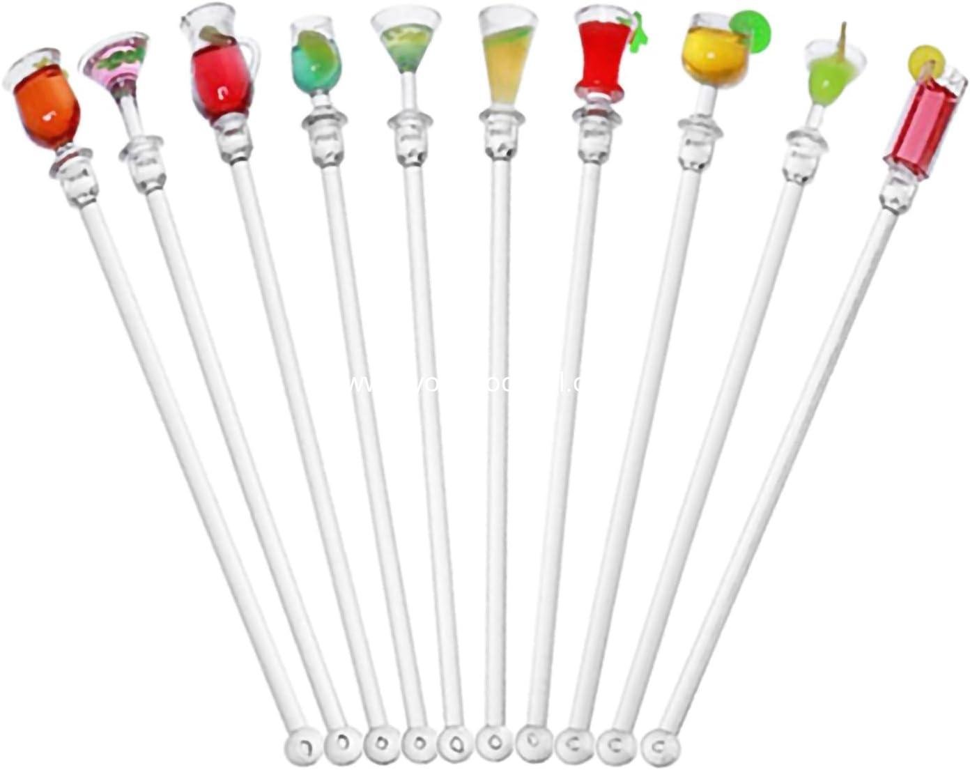 Wholesale Colorful Acrylic Swizzle Sticks, 10 Pcs 9-Inch Reusable Cocktail Stirrers for Parties, Bars, and Cafes Supplier