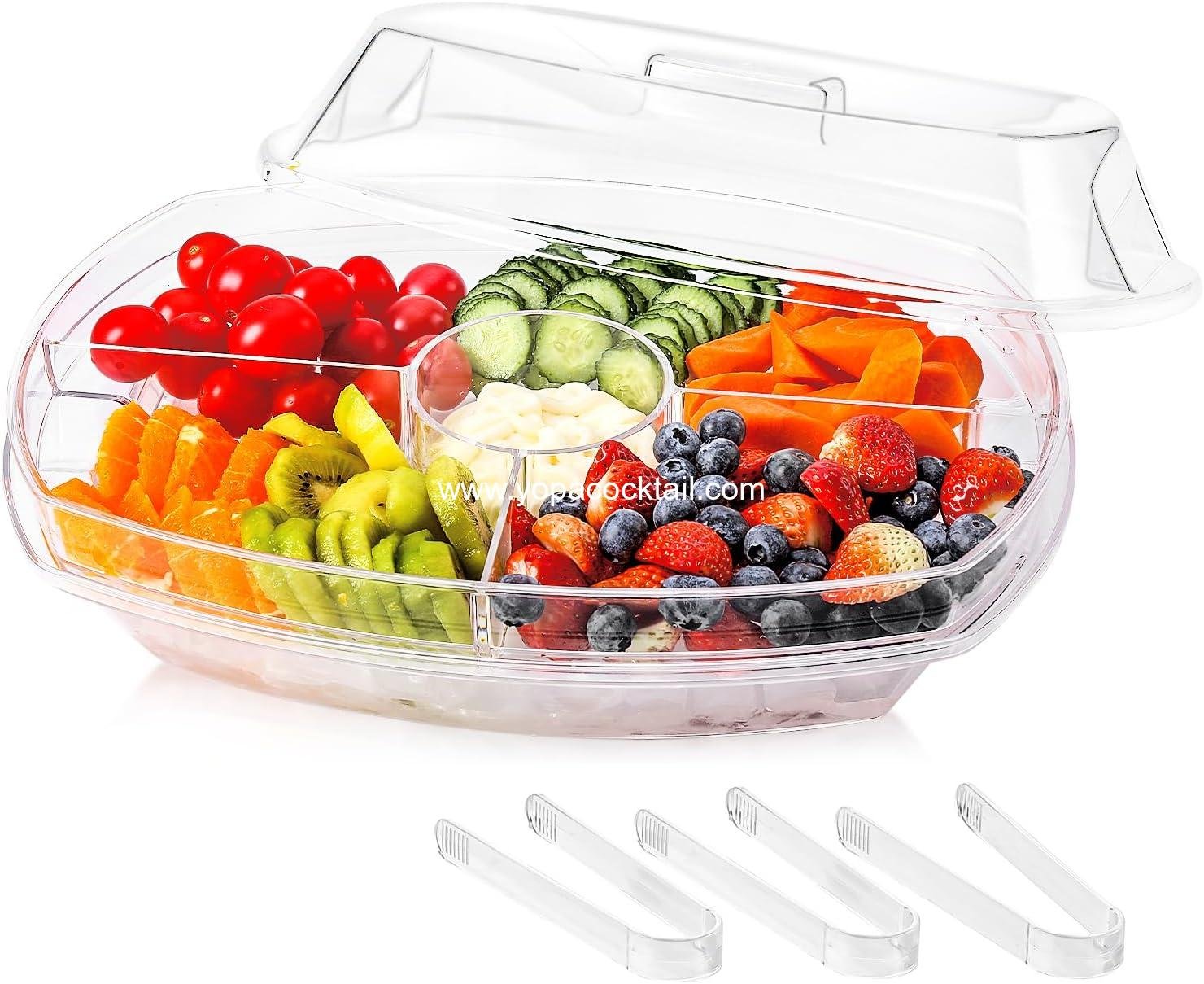 Wholesale Fruit Ice Serving Tray, Chilled Veggie and Shrimp Cocktail Platter with Lid and 4 Compartments - Appetizer Serving Dish for Parties, Supplier Wholesale Fruit Ice Serving Tray, Chilled Veggie and Shrimp Cocktail Platter with Lid and 4 Compartments - Appetizer Serving Dish for Parties, Supplier
