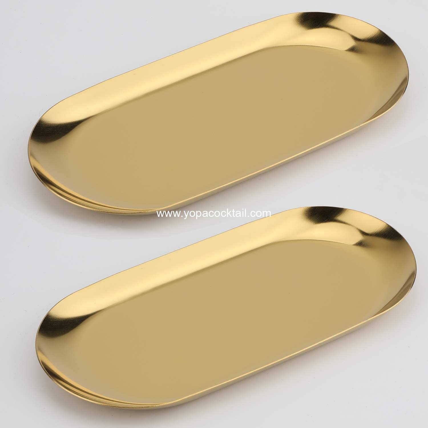 Wholesale Oval Decorative Tray Set of 2 - 7 Inch Jewelry Dish and Cosmetics Organizer for Bathroom Clutter and Serving Platter - Gold Supplier Wholesale Oval Decorative Tray Set of 2 - 7 Inch Jewelry Dish and Cosmetics Organizer for Bathroom Clutter and Serving Platter - Gold Supplier