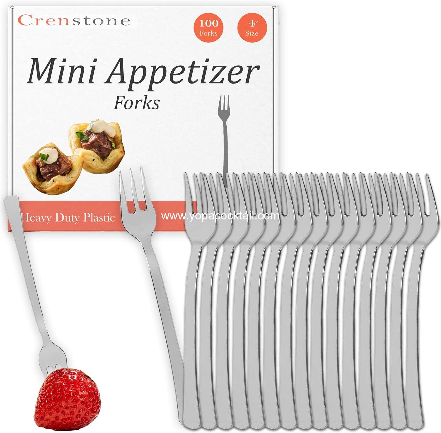 Wholesale Plastic Mini Appetizer Forks Value Pack - 100 Count Silver Disposable Forks for Parties, Weddings, Catering, and More | OEM Supplier