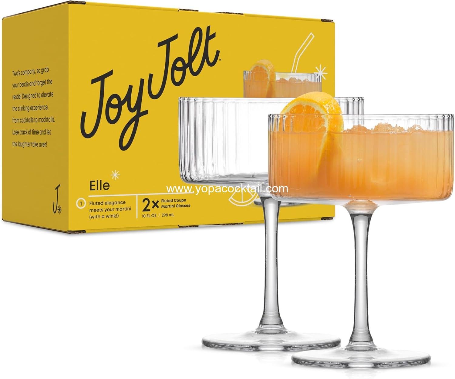 Wholesale Unique 10oz Fluted Coupe Glass Set of 2, Vintage Style Champagne Glasses for Cocktails and Martinis, Supplier