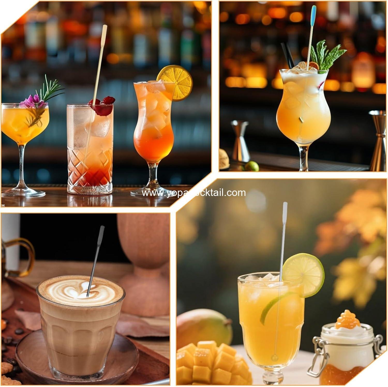 Wholesale 10 Piece Stainless Steel Reusable Coffee Stirrer Spoon Cocktail Swizzle Stick Small Rectangular Paddle manufacturer