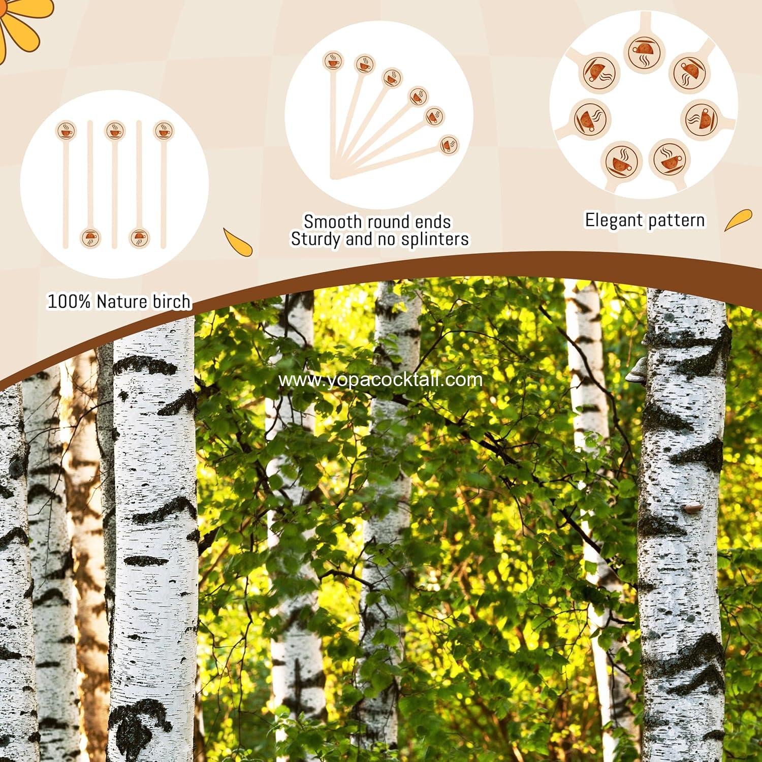 Wholesale 5.9 Inch Natural Birch Wood Coffee Stirrers 100 Pack Round End Disposable Stirring Sticks for Hot Drinks Cocktails Milk supplier