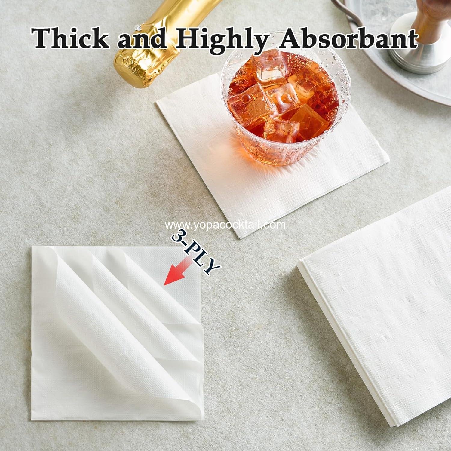 Wholesale White 3-Ply Cocktail Napkins 500 Pack Disposable Beverage Square Paper for Restaurants Events Bars Weddings Baby Showers Daily Use supplier