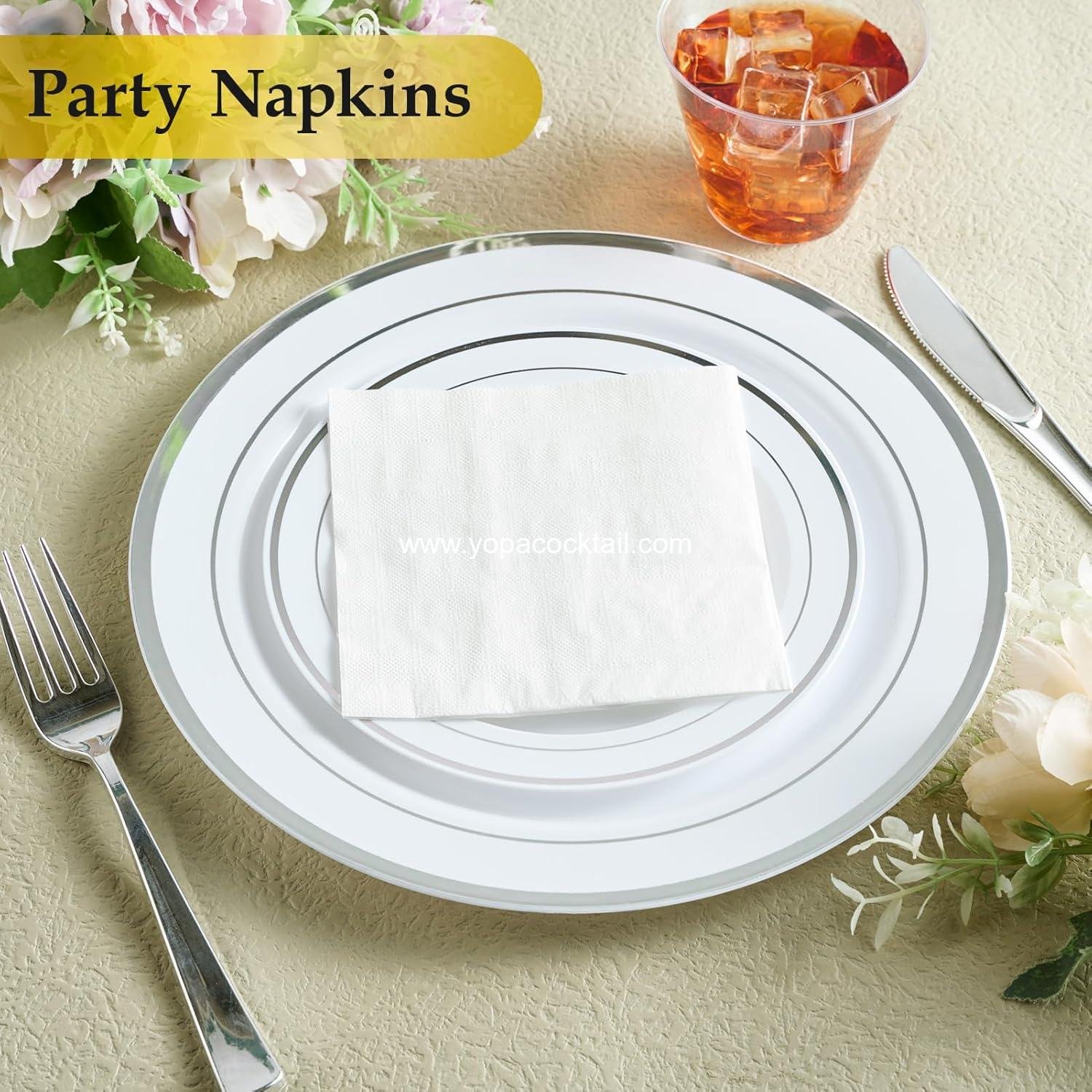 Wholesale White 3-Ply Cocktail Napkins 500 Pack Disposable Beverage Square Paper for Restaurants Events Bars Weddings Baby Showers Daily Use supplier