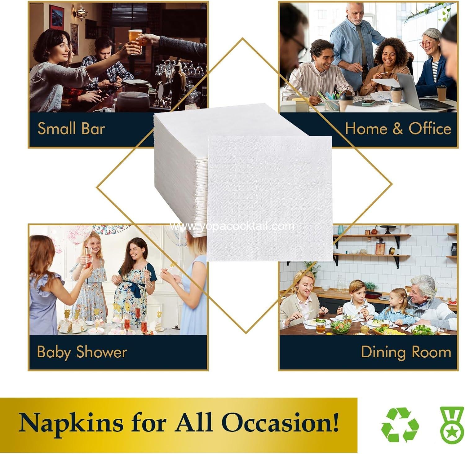 Wholesale White 3-Ply Cocktail Napkins 500 Pack Disposable Beverage Square Paper for Restaurants Events Bars Weddings Baby Showers Daily Use supplier