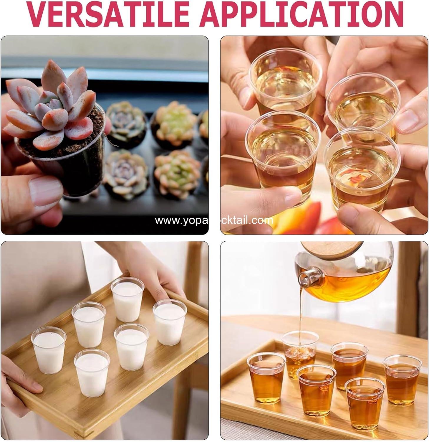 Wholesale 500 1 oz Clear Plastic Disposable Mini Cups Sauce Sample Tasting Jello Shots Pudding factory