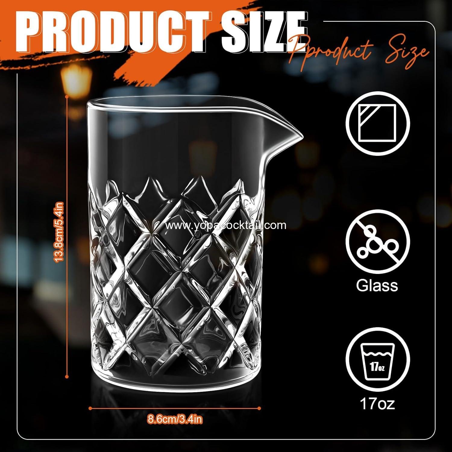 Wholesale 17oz Crystal Cocktail Mixing Glass Thick Seamless Pitcher Bar Whiskey Martini Stirrer Accessories manufacturer