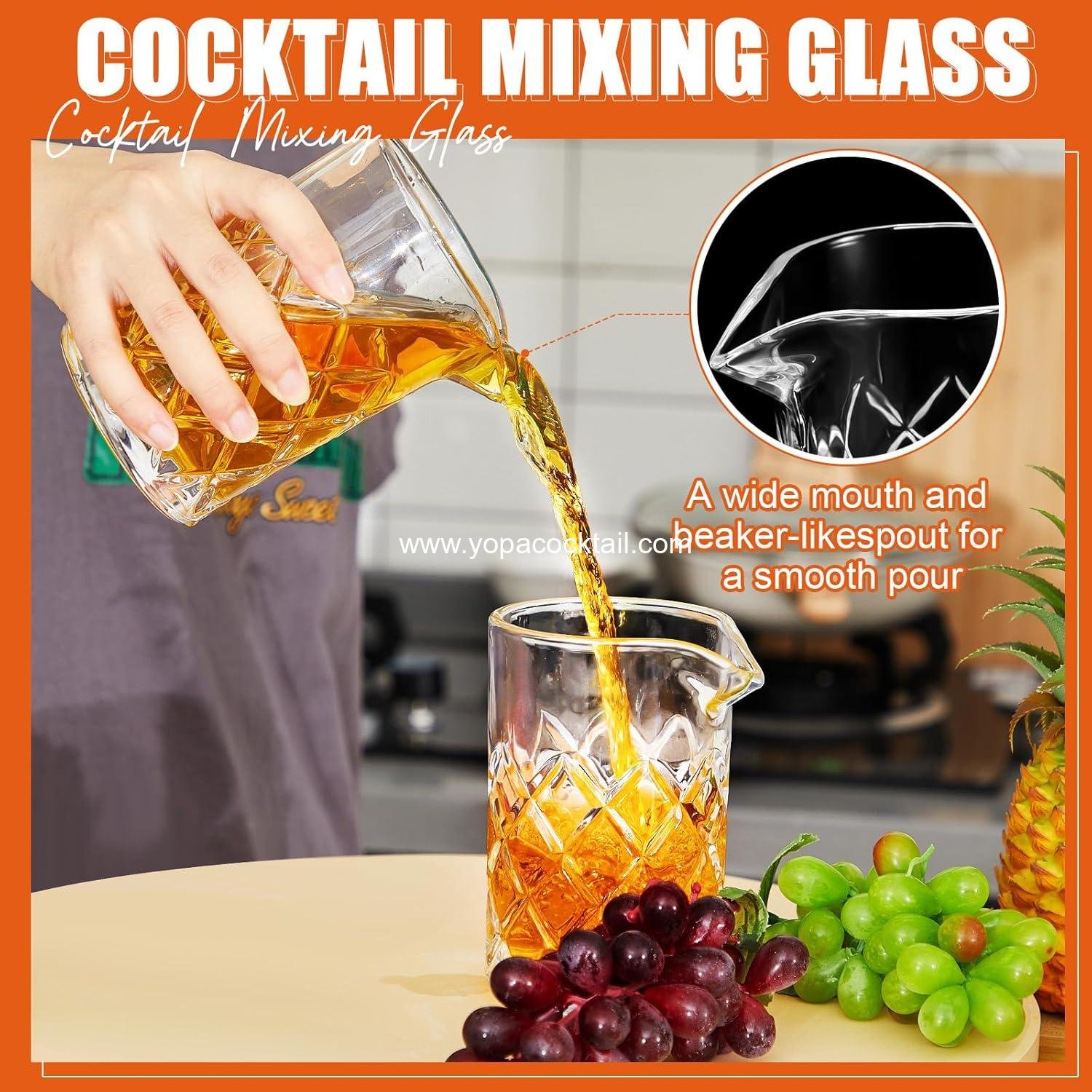 Wholesale 17oz Crystal Cocktail Mixing Glass Thick Seamless Pitcher Bar Whiskey Martini Stirrer Accessories manufacturer
