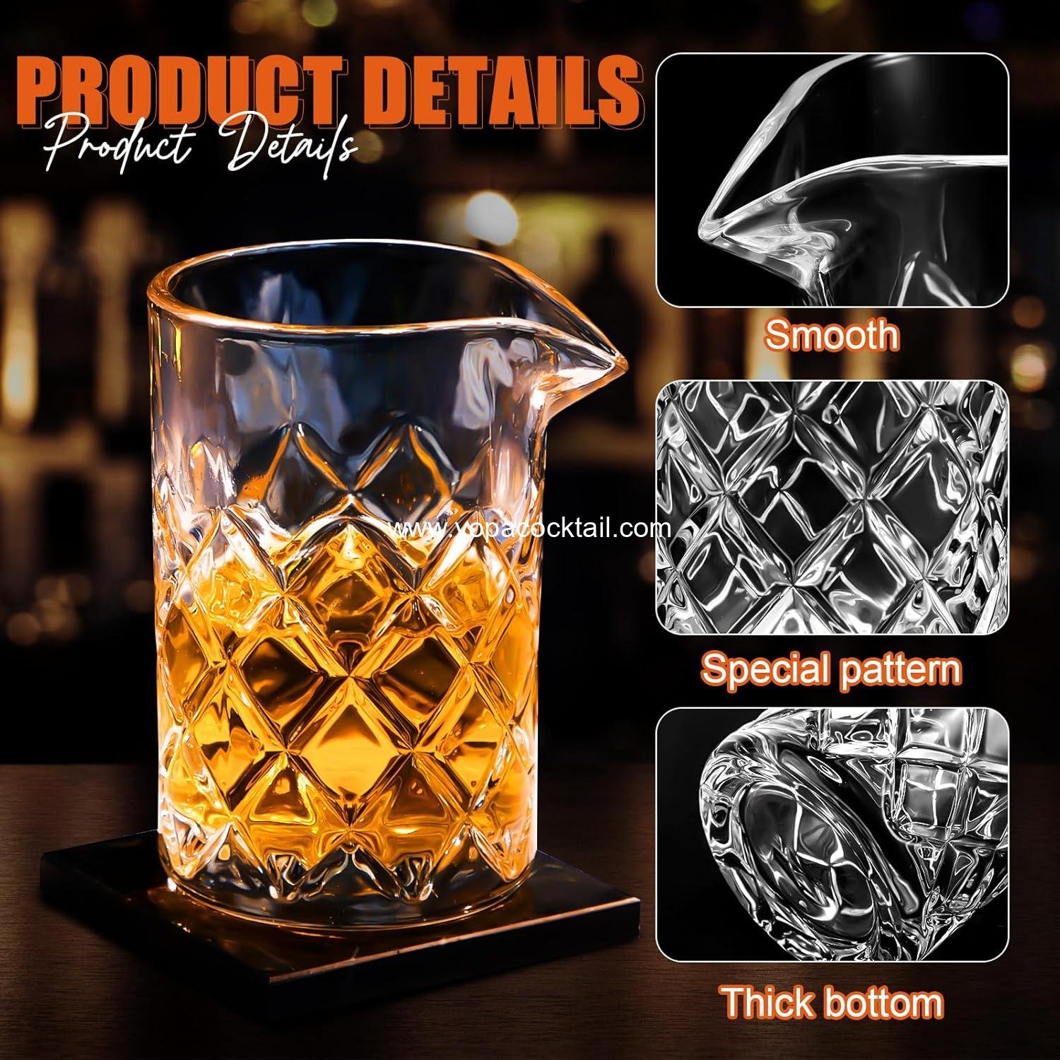 Wholesale 17oz Crystal Cocktail Mixing Glass Thick Seamless Pitcher Bar Whiskey Martini Stirrer Accessories manufacturer