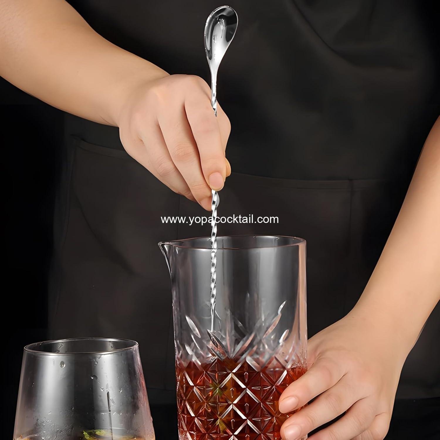 Wholesale 12-Inch Stainless Steel Bartender Mixing Spoon Set Spiral Pattern Long Handle Cocktail Stirrer Layering Blending factory