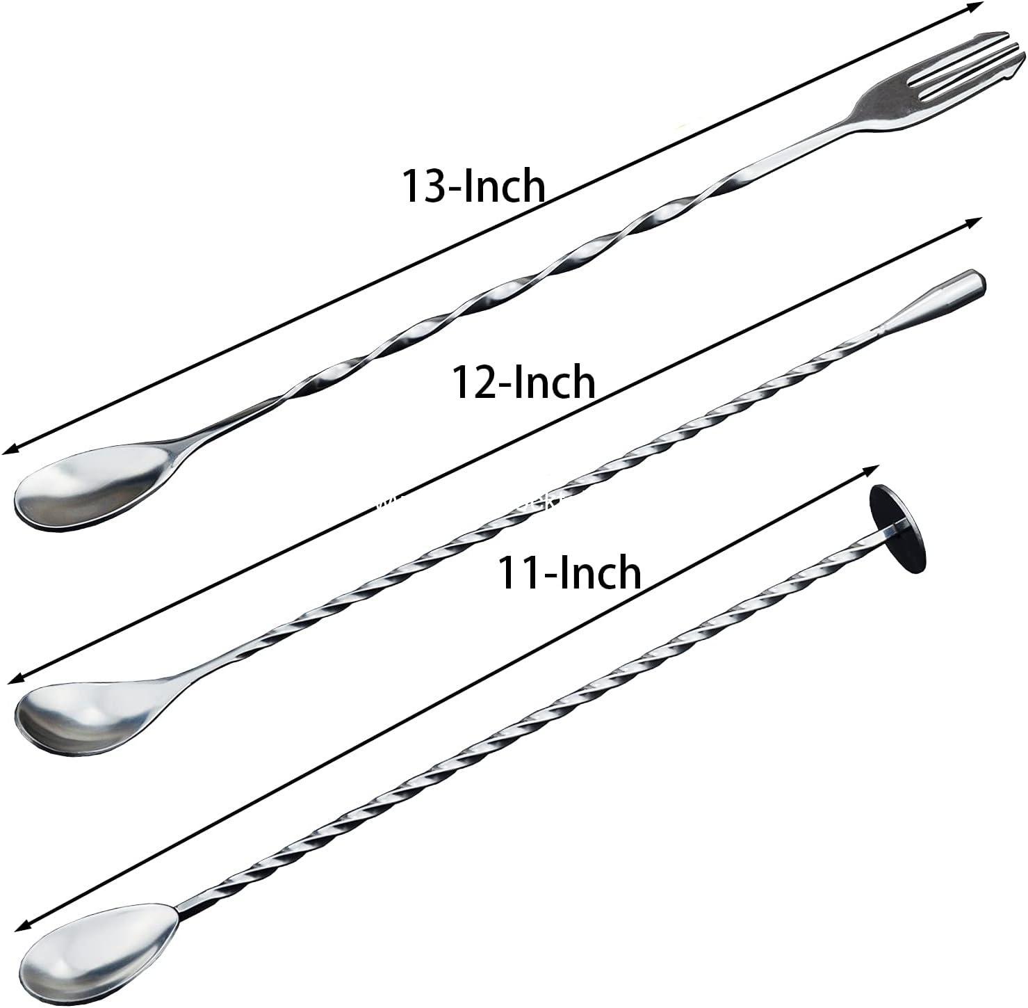 Wholesale 12-Inch Long Cocktail Mixing Spoons 3 Pc Bar Stirring Spoon for Drinks Juice Milkshakes Tea Coffee Ice Cream factory