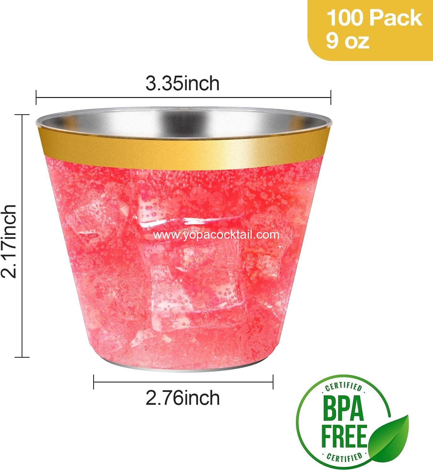 Wholesale 100 9oz Gold Plastic Cups Disposable Rimmed Cocktail Glasses for Parties Weddings Thanksgiving Christmas supplier Wholesale 100 9oz Gold Plastic Cups Disposable Rimmed Cocktail Glasses for Parties Weddings Thanksgiving Christmas supplier