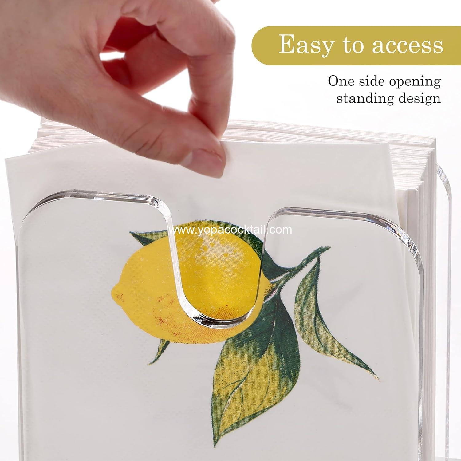 Wholesale Clear Acrylic Cocktail Napkin Dispenser 5x5 Inch Large Capacity Beverage Napkin Box 8mm Thick Base for Kitchen Restaurant Bar Party Home Decor manufacturer