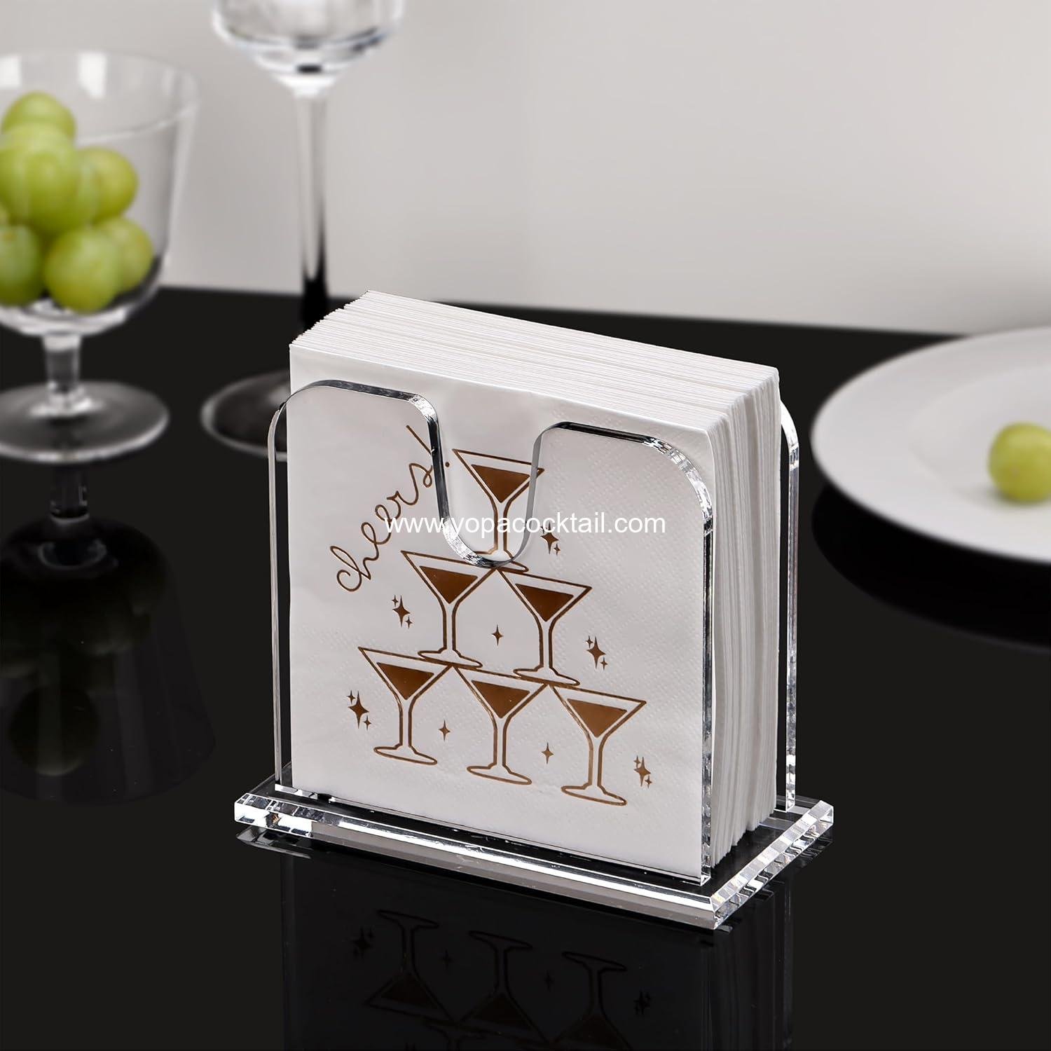 Wholesale Clear Acrylic Cocktail Napkin Dispenser 5x5 Inch Large Capacity Beverage Napkin Box 8mm Thick Base for Kitchen Restaurant Bar Party Home Decor manufacturer