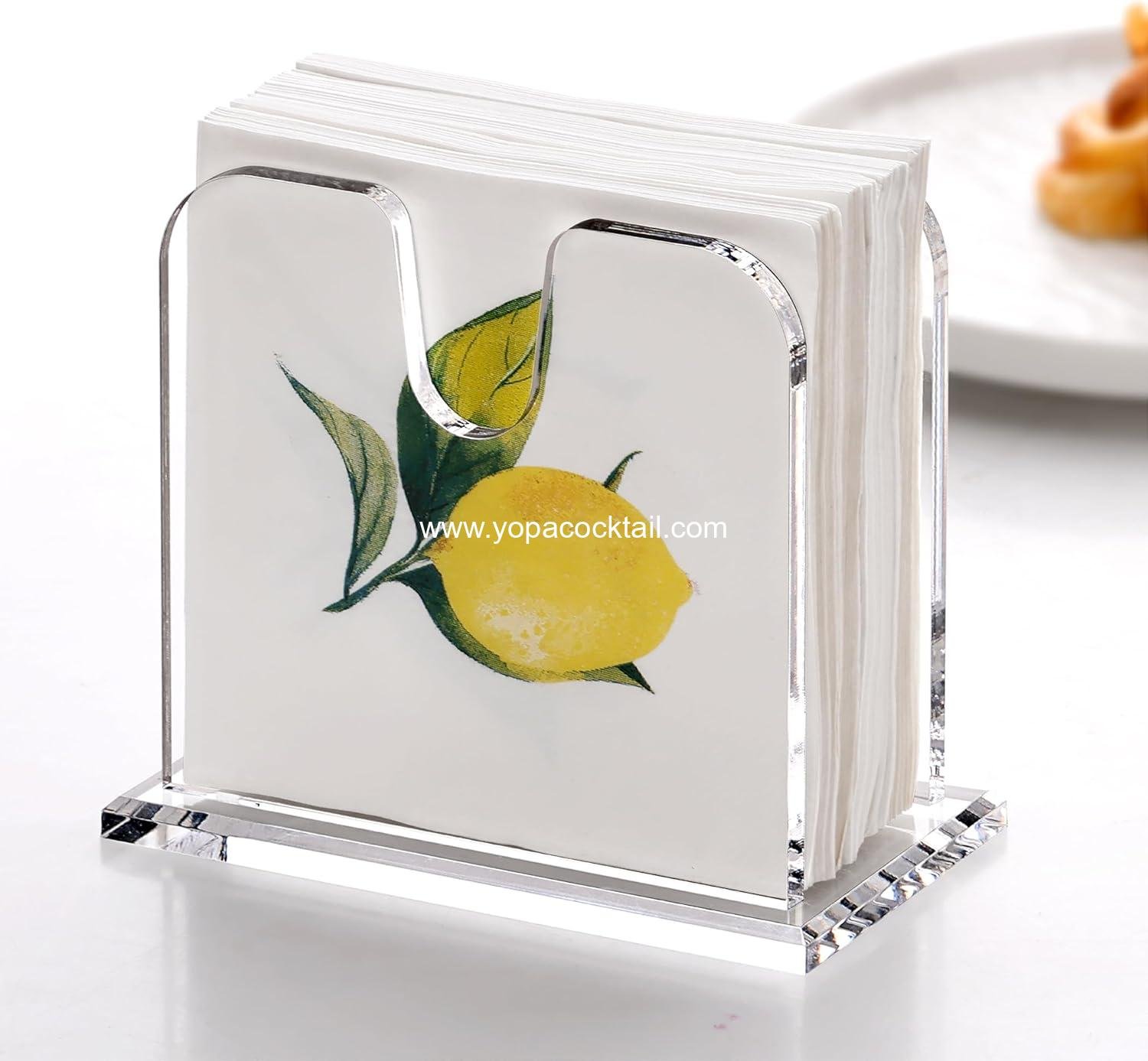 Wholesale Clear Acrylic Cocktail Napkin Dispenser 5x5 Inch Large Capacity Beverage Napkin Box 8mm Thick Base for Kitchen Restaurant Bar Party Home Decor manufacturer