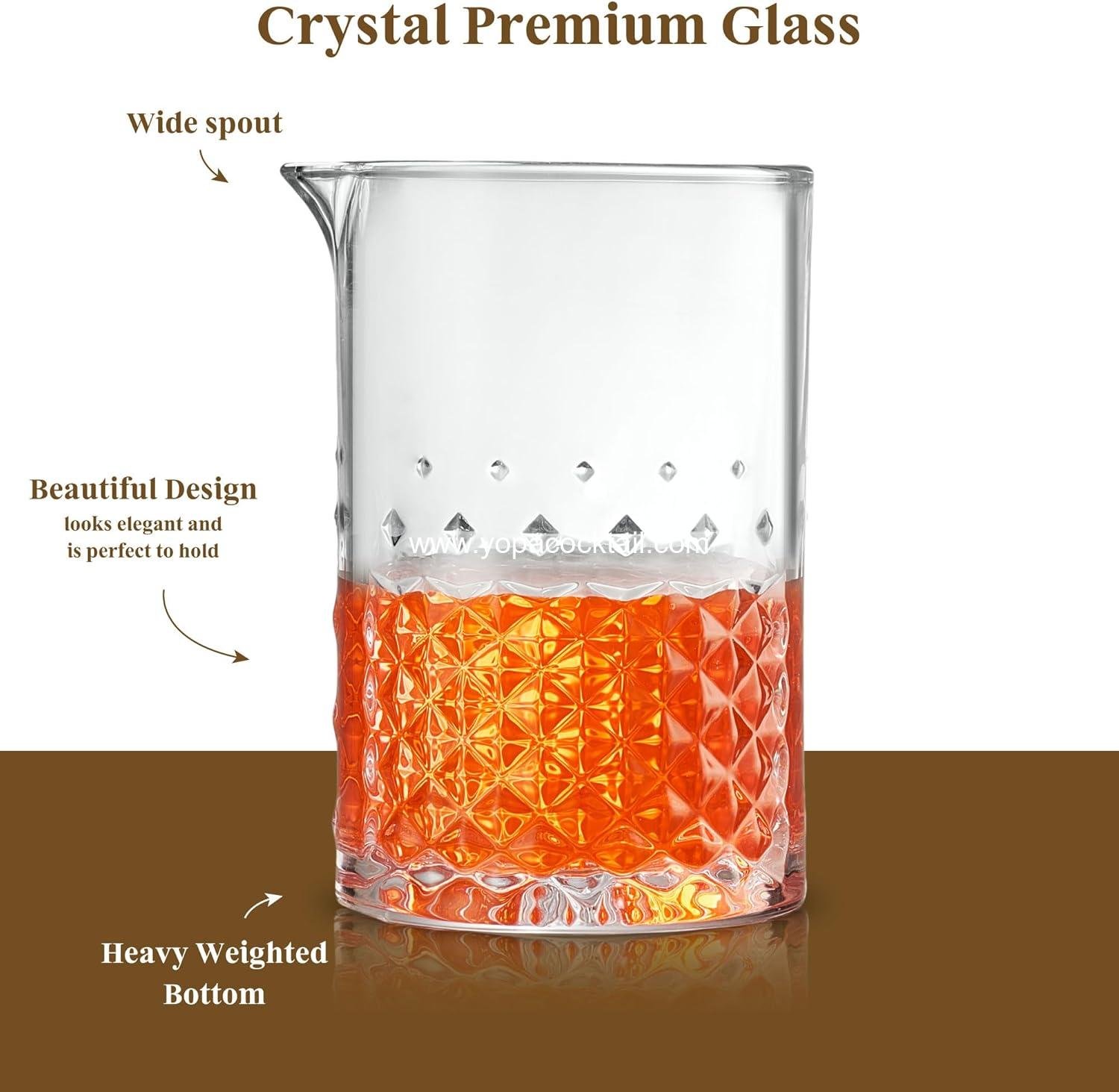 Wholesale Crystal Cocktail Mixing Glass 22oz 650ml Seamless Durable Barware Glassware manufacturer