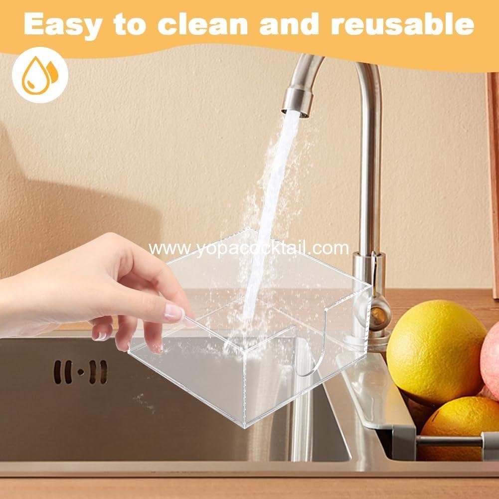 Wholesale Acrylic Square Napkin Holder for 5.5 x 5.5 inch Cocktail Napkins Clear Tissue Dispenser for Kitchen Bar Bathroom Party Caddy supplier