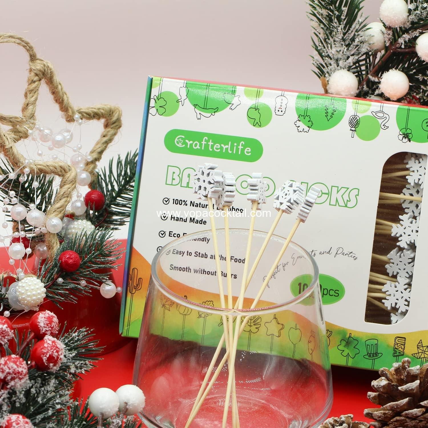 Wholesale 4.9 Inch Snowflake Cocktail Picks 100-Piece Food Skewers for Appetizers Charcuterie Winter Party Decorations Christmas Accessories manufacturer