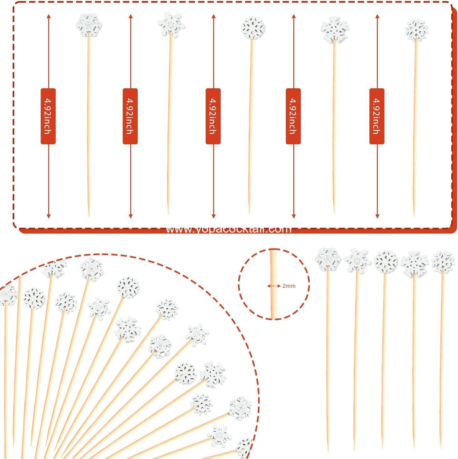 Wholesale 4.9 Inch Snowflake Cocktail Picks 100-Piece Food Skewers for Appetizers Charcuterie Winter Party Decorations Christmas Accessories manufacturer