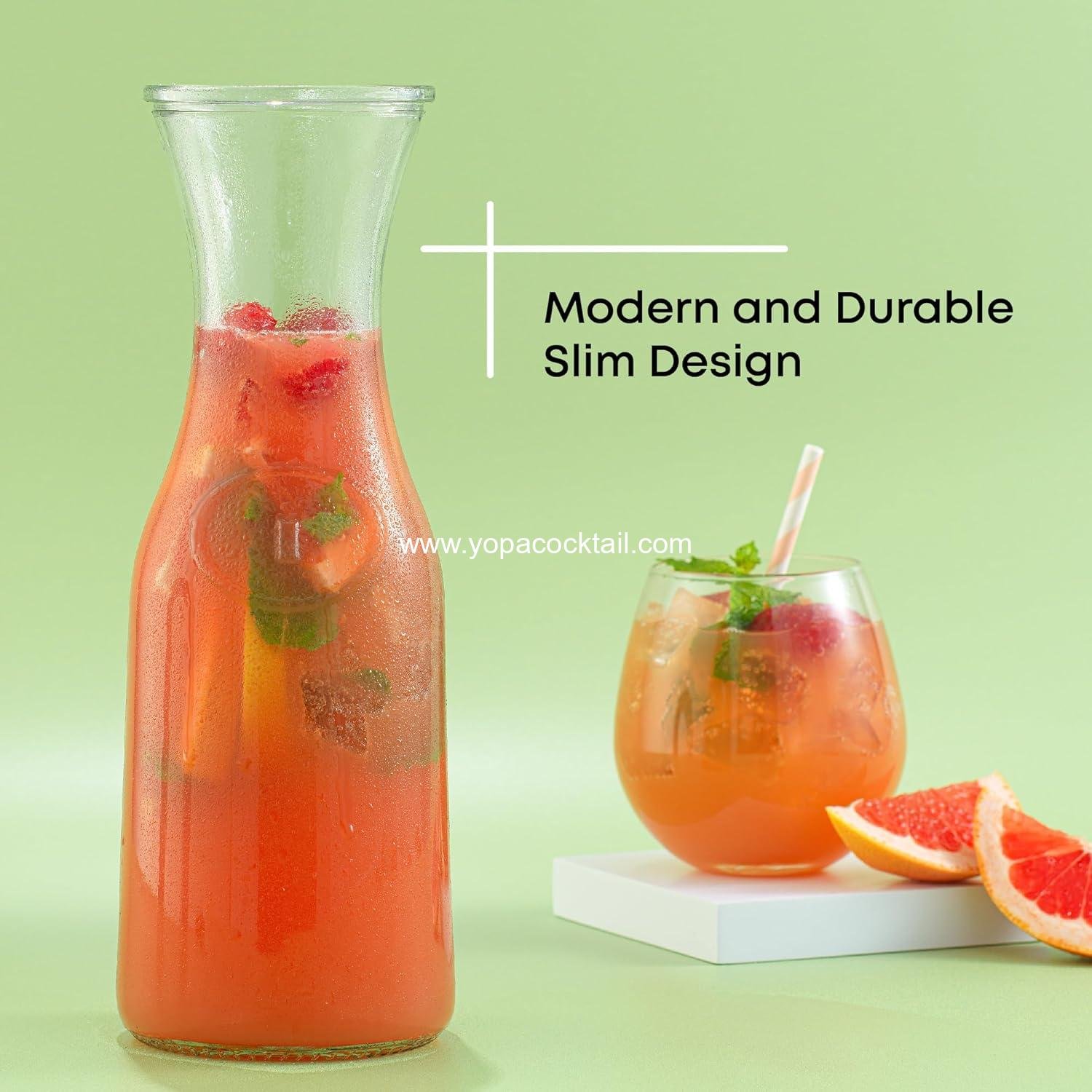 Wholesale 1 Liter Glass Pitcher Set of 3 with Lids Beverage Drink Dispensers for Mimosa Bar Water Iced Tea Juice Wine Lemonade Milk Parties Brunch Dishwasher Safe manufacturer