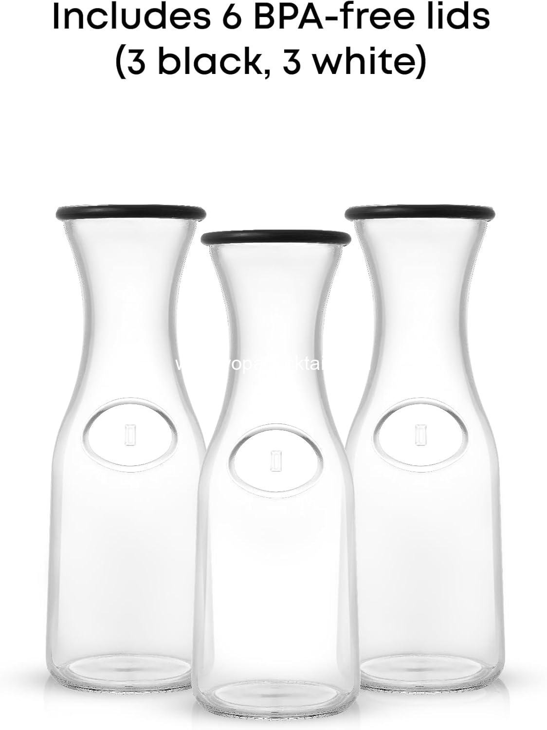 Wholesale 1 Liter Glass Pitcher Set of 3 with Lids Beverage Drink Dispensers for Mimosa Bar Water Iced Tea Juice Wine Lemonade Milk Parties Brunch Dishwasher Safe manufacturer