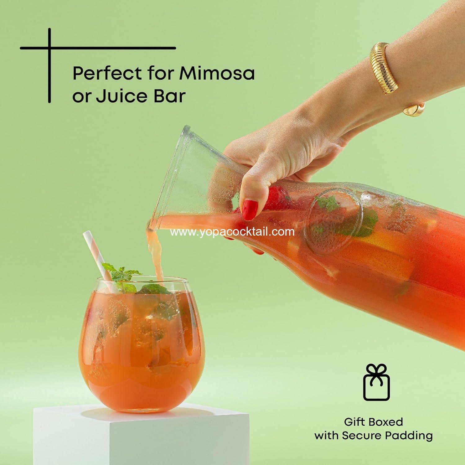 Wholesale 1 Liter Glass Pitcher Set of 3 with Lids Beverage Drink Dispensers for Mimosa Bar Water Iced Tea Juice Wine Lemonade Milk Parties Brunch Dishwasher Safe manufacturer