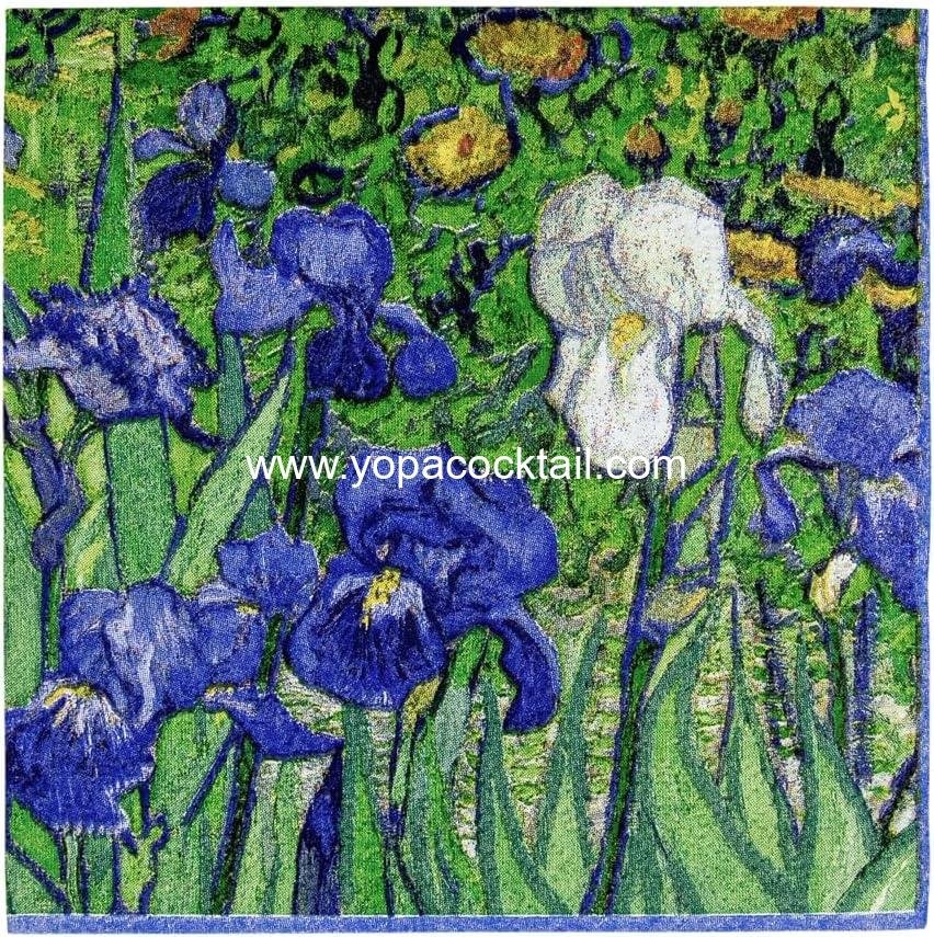 Caspari Van Gogh Irises Paper Cocktail Napkins - 20 Per Package