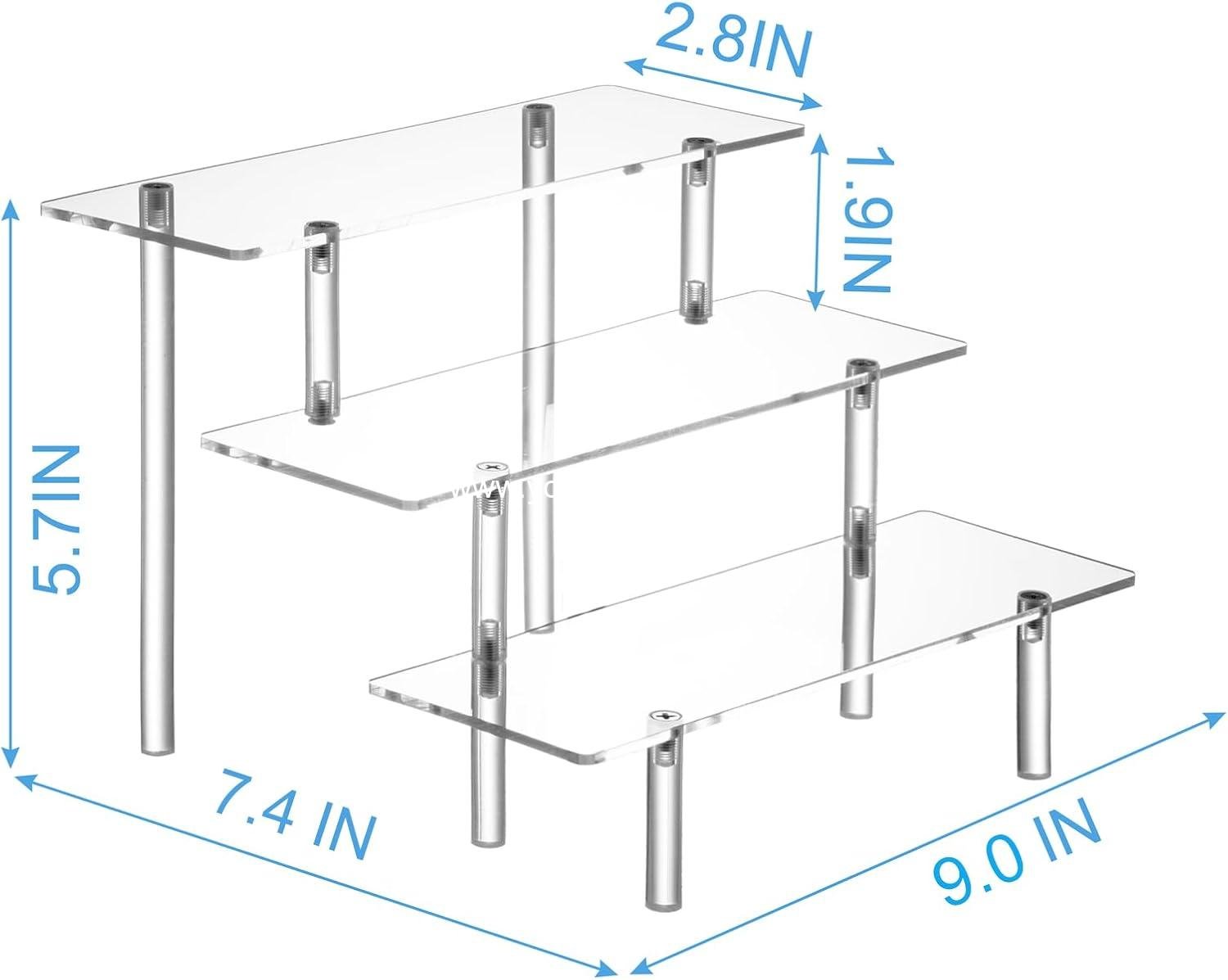 Wholesale 3 Tier Acrylic Display Risers Perfume Stand Organizer Clear Cupcake Stand for Food Tabletop Amiibo Funko POP Figures manufacturer