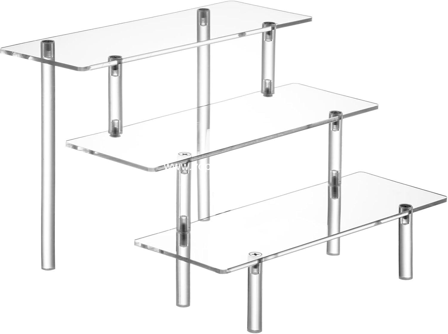 Acrylic Display Risers, Acrylic Perfume Stand Organizer, Clear Shelf Risers for Display Stands for Food, Tabletop Use, Amiibo Funko POP Figure, 3 Tier Clear Cupcake Stand Risers