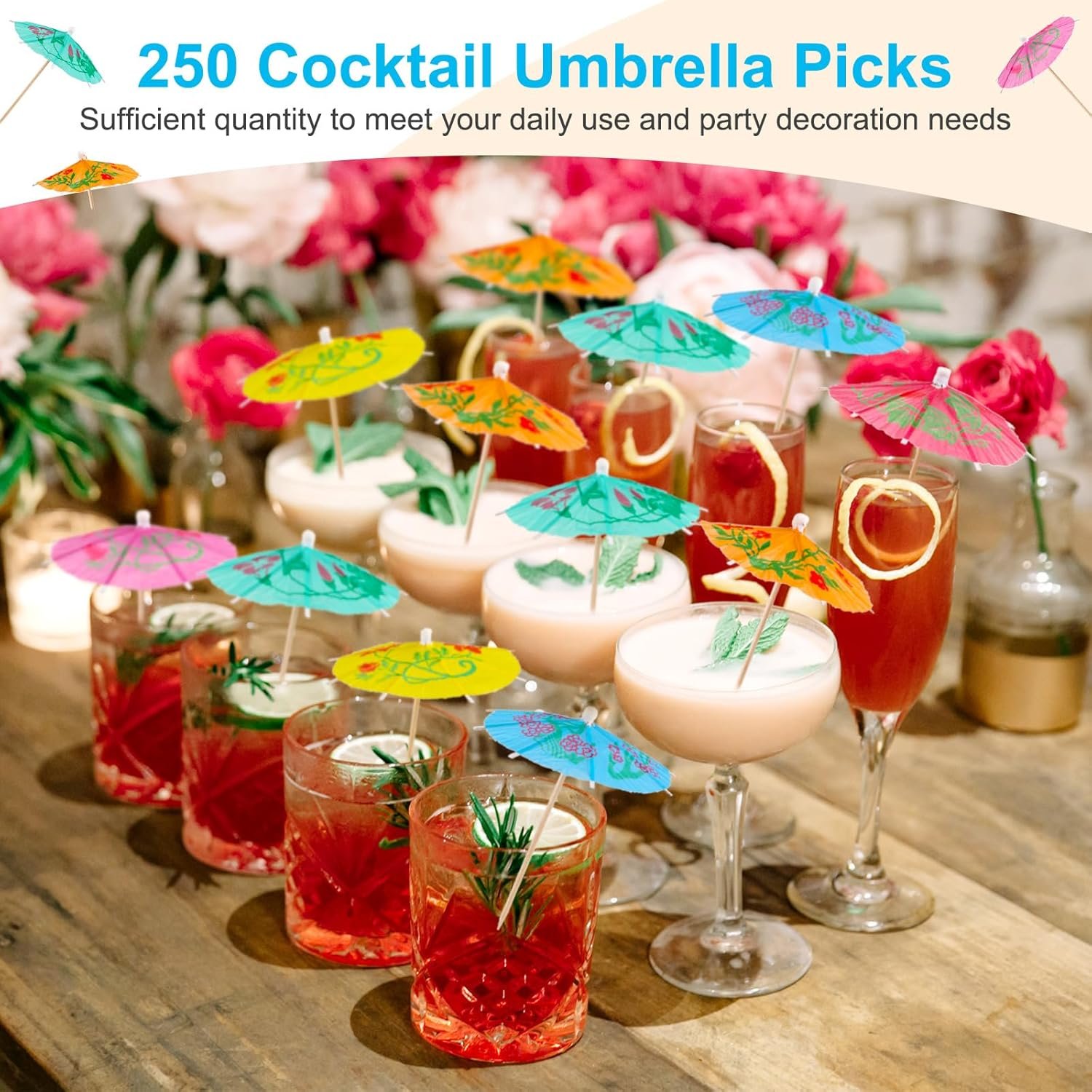 Wholesale 250 Count 4 Inch Mini Paper Cocktail Umbrella Picks Assorted Tropical Colors for Party Drinks Decor Manufacturer