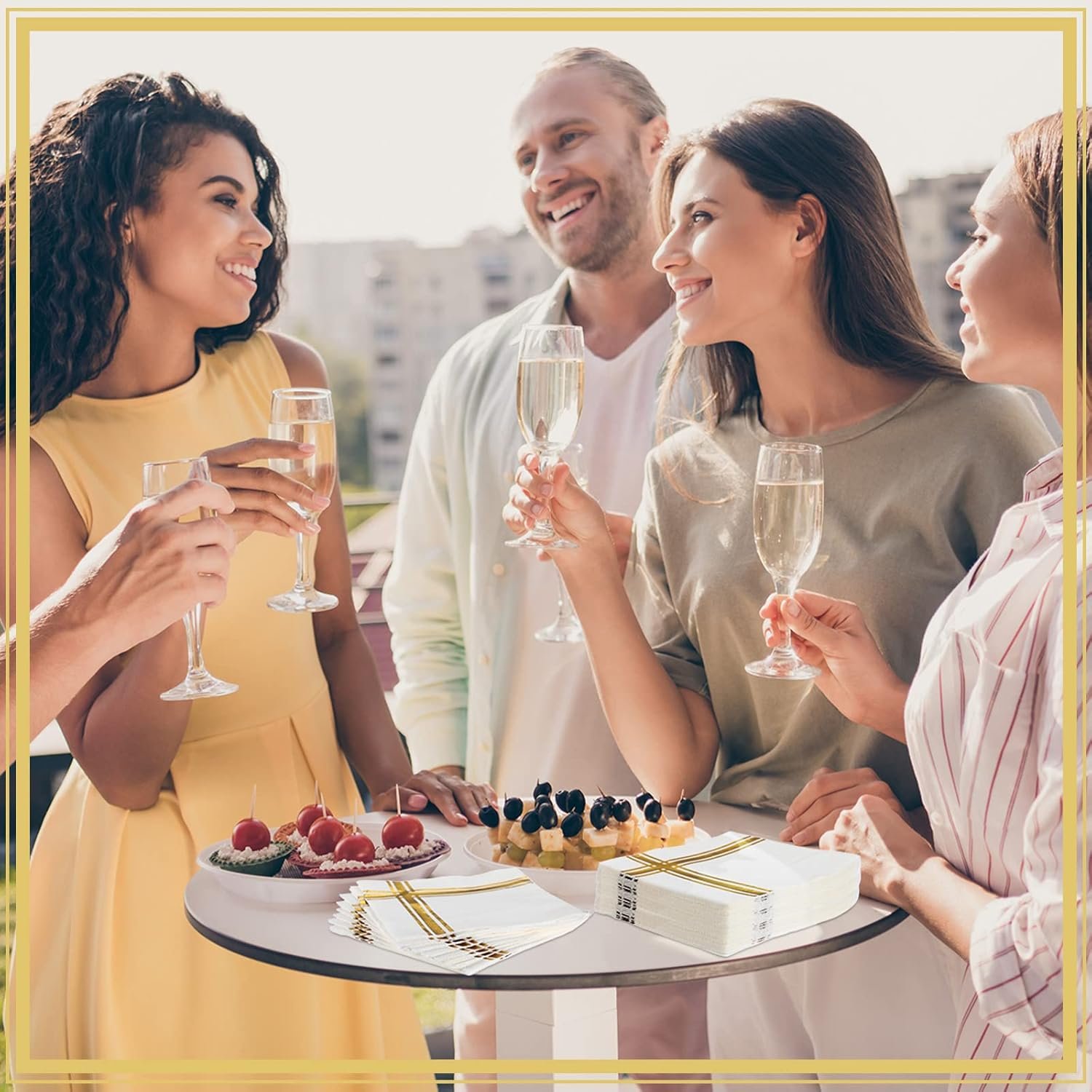 Wholesale Gold Cocktail Napkins 400 Pack 5x5 Inch 3-Ply Foil Trim Stripe Disposable Paper for Parties Weddings Showers Birthdays Formal Dinners White Gold supplier Wholesale Gold Cocktail Napkins 400 Pack 5x5 Inch 3-Ply Foil Trim Stripe Disposable Paper for Parties Weddings Showers Birthdays Formal Dinners White Gold supplier