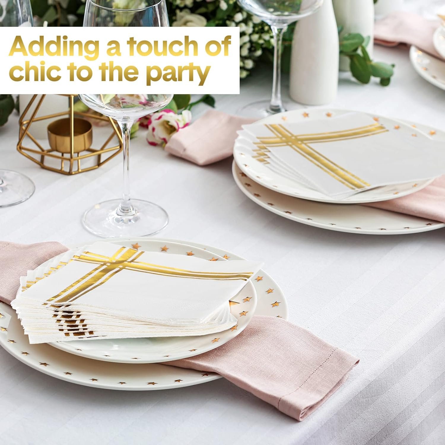 Wholesale Gold Cocktail Napkins 400 Pack 5x5 Inch 3-Ply Foil Trim Stripe Disposable Paper for Parties Weddings Showers Birthdays Formal Dinners White Gold supplier Wholesale Gold Cocktail Napkins 400 Pack 5x5 Inch 3-Ply Foil Trim Stripe Disposable Paper for Parties Weddings Showers Birthdays Formal Dinners White Gold supplier