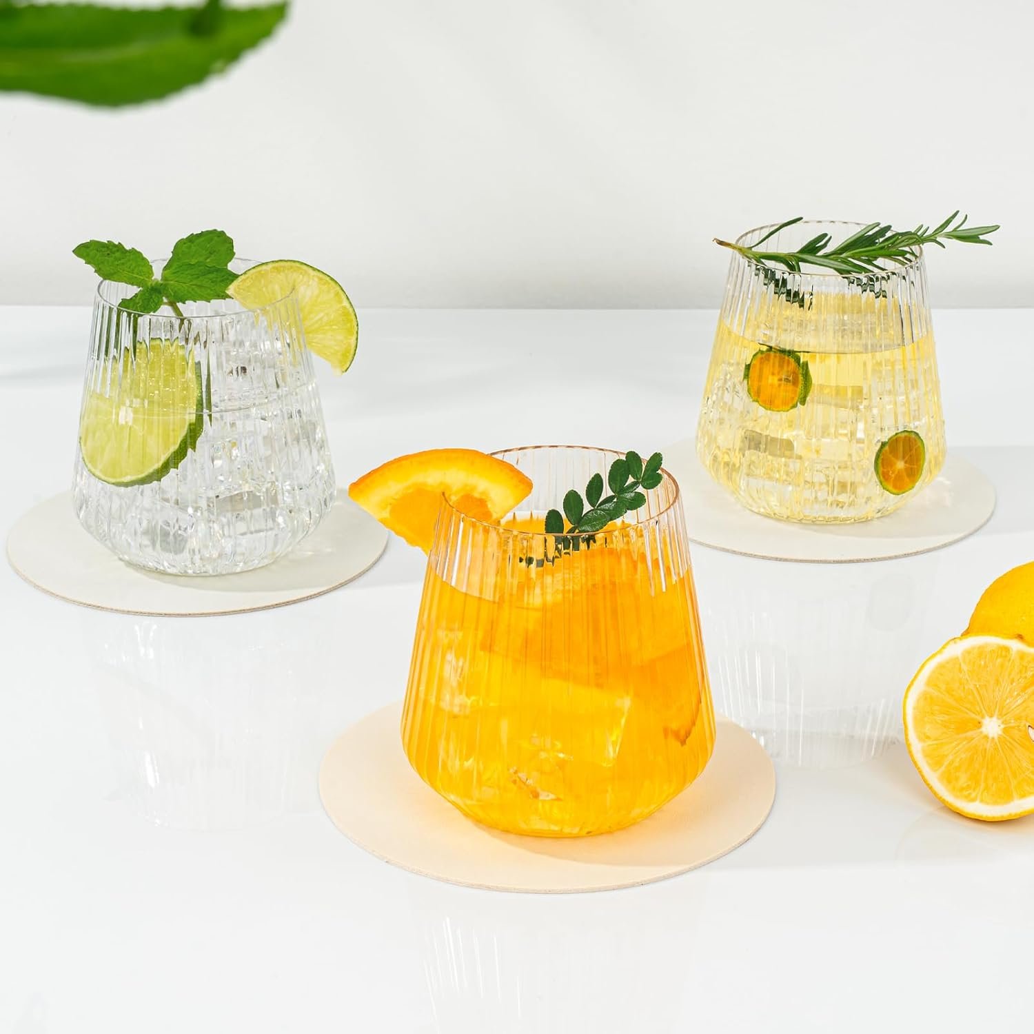 Wholesale 36 Pcs 12 oz Plastic Clear Ribbed Origami Ripple Disposable Wine Champagne Whiskey Glasses for Weddings Bars Christmas Halloween Pool Parties Daily Use Supplier