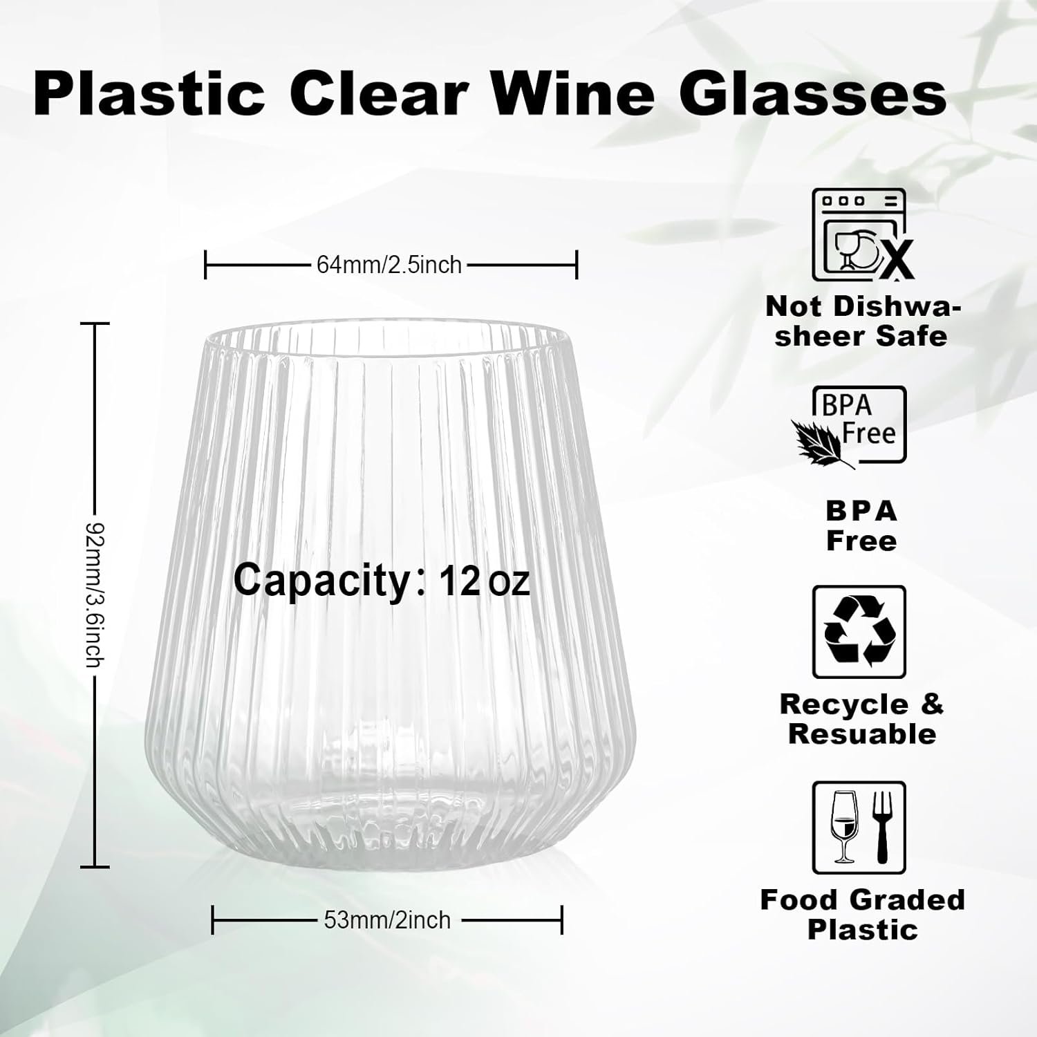 Wholesale 36 Pcs 12 oz Plastic Clear Ribbed Origami Ripple Disposable Wine Champagne Whiskey Glasses for Weddings Bars Christmas Halloween Pool Parties Daily Use Supplier
