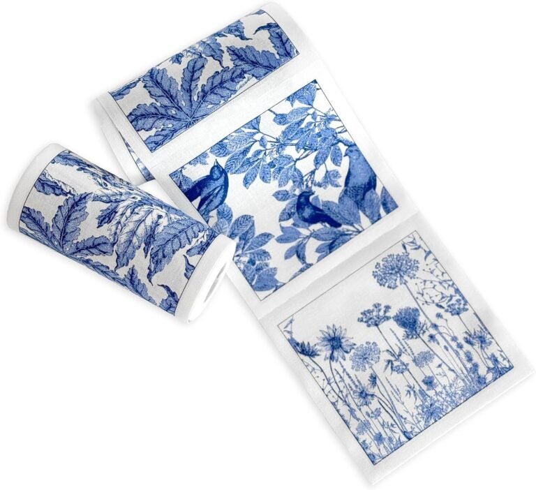 Caskata Botanicals Cocktail Napkin Roll of 50 | 100% Cotton Quick Dry Reusable | Perfect for Home, Dining, Birthday, Gifts | Blue and White, 4.5W X 4.5L