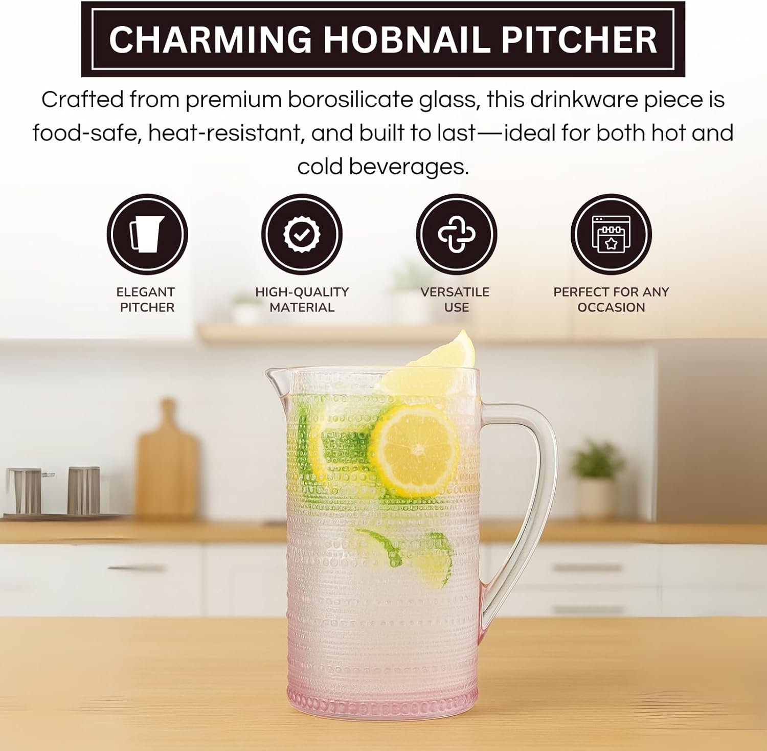 OEM Blush Pink Hobnail Heavy Duty Glass Pitcher Beverage Dispenser 2.5 Quart 82oz Cocktails Juices Water Lemonade Iced Tea Milk Coffee Parties Fridge Supplier OEM Blush Pink Hobnail Heavy Duty Glass Pitcher Beverage Dispenser 2.5 Quart 82oz Cocktails Juices Water Lemonade Iced Tea Milk Coffee Parties Fridge Supplier