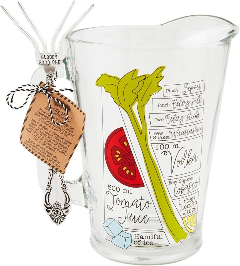 Mud Pie Glass Bloody Mary Pitcher; pitcher 60 oz | fork 8"