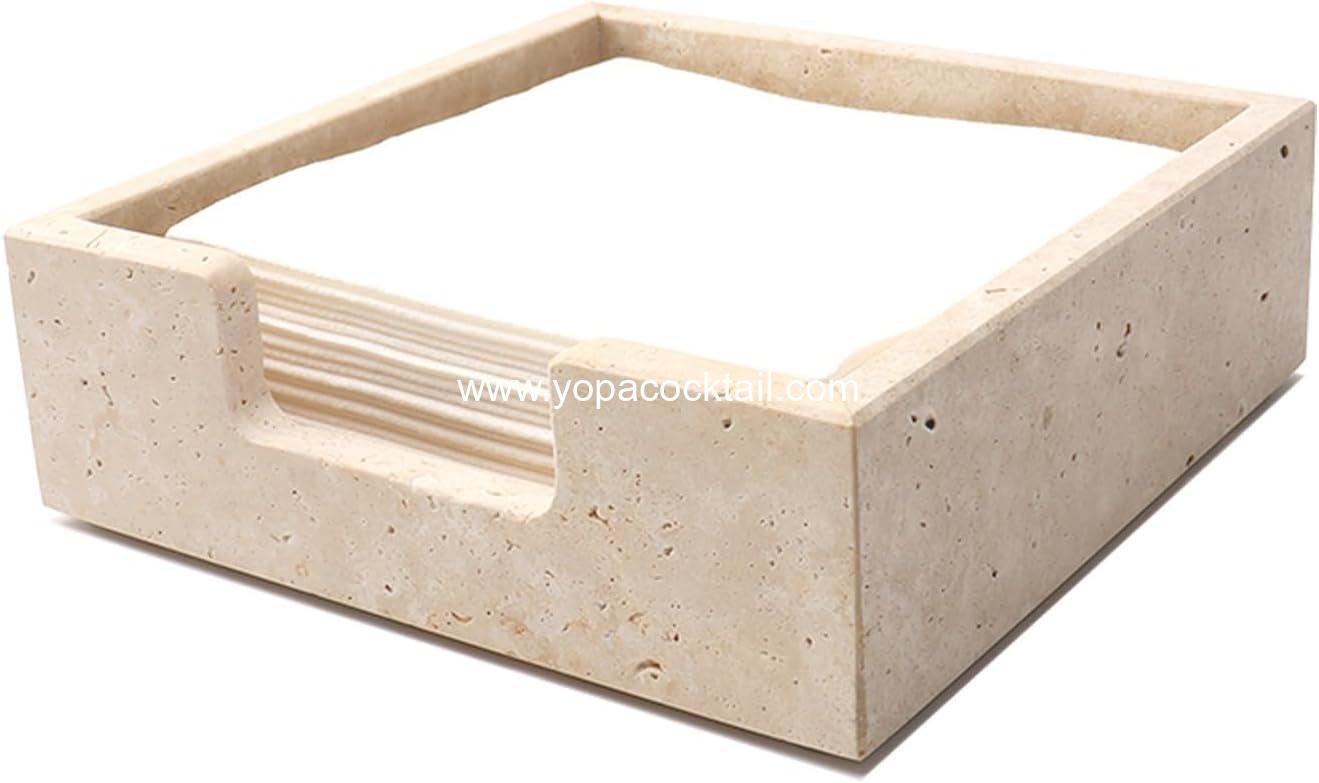 OEM Travertine Stone Cocktail Napkin Holder for 5x5 Inch Napkins Table Kitchen Bar Decor Beige supplier OEM Travertine Stone Cocktail Napkin Holder for 5x5 Inch Napkins Table Kitchen Bar Decor Beige supplier
