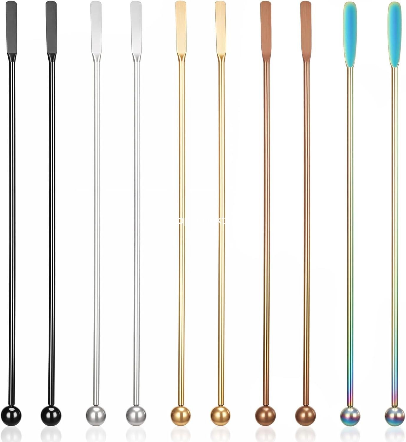 Wholesale 10 Piece Stainless Steel Reusable Coffee Stirrer Spoon Cocktail Swizzle Stick Small Rectangular Paddle manufacturer