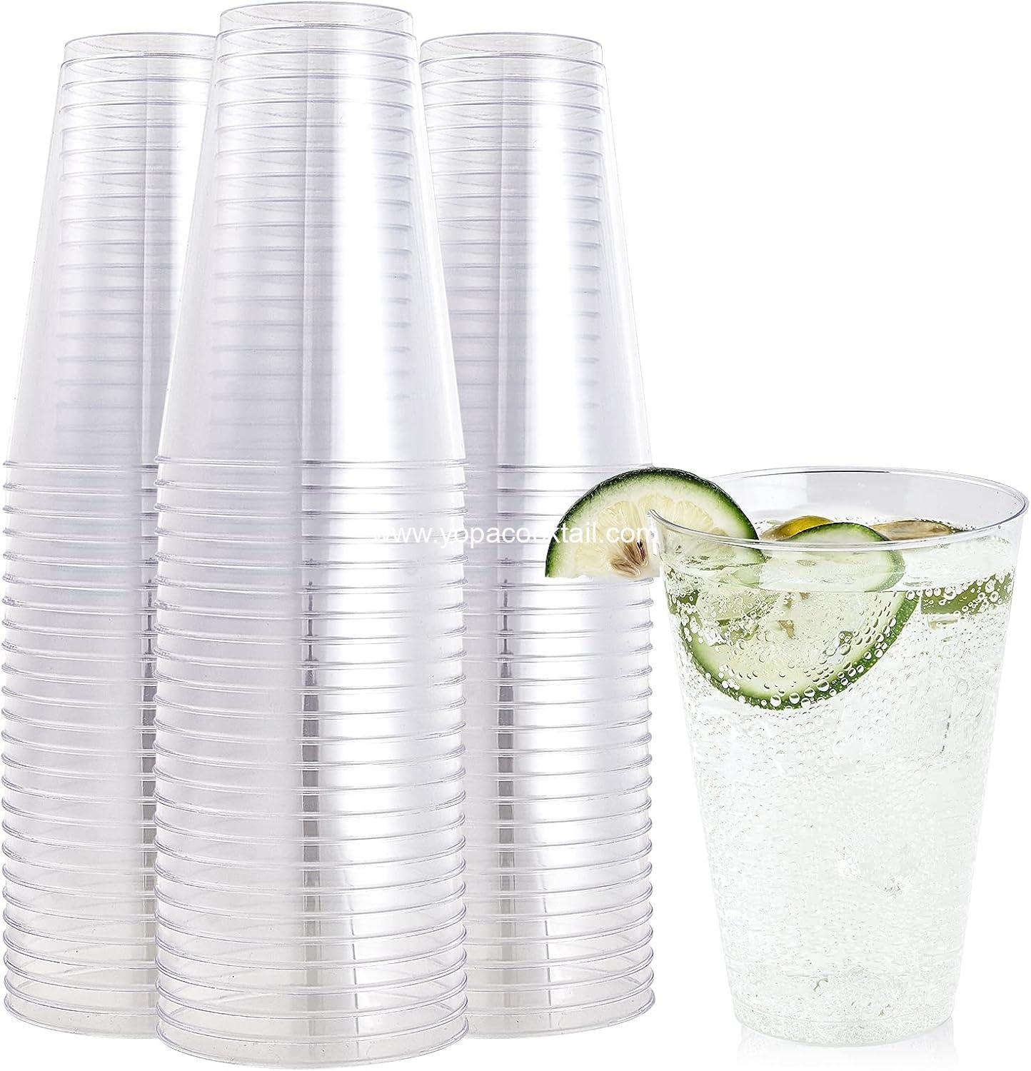 Wholesale 100 Pack 14 oz Clear Plastic Cups Large Disposable Reusable Heavy-duty Tumblers Weddings Parties Holidays factory
