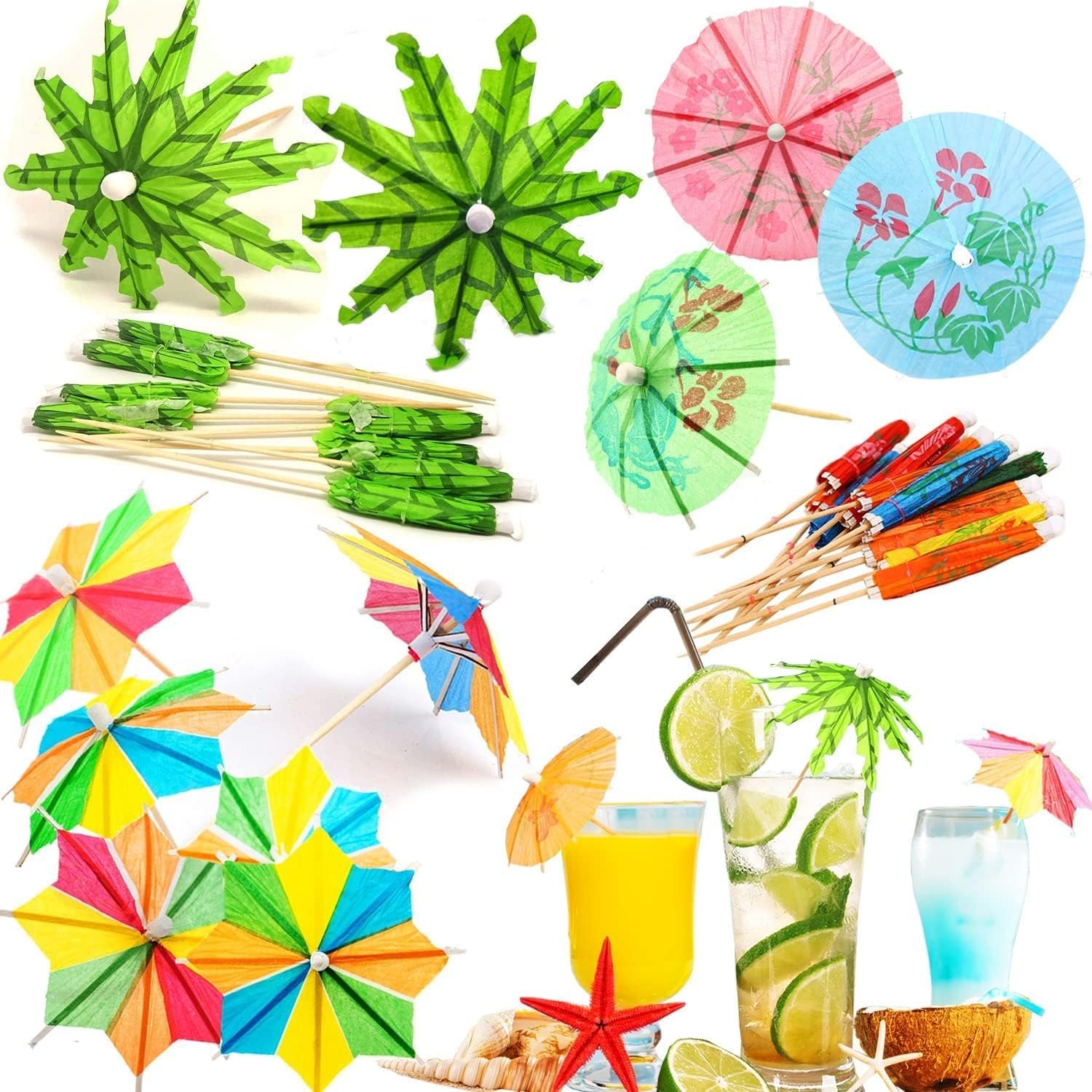 Wholesale 120 Pieces Tropical Hawaiian Mini Paper Cocktail Umbrellas Picks for Party Decoration Cake Toppers Picnics Bars Birthdays Supplier