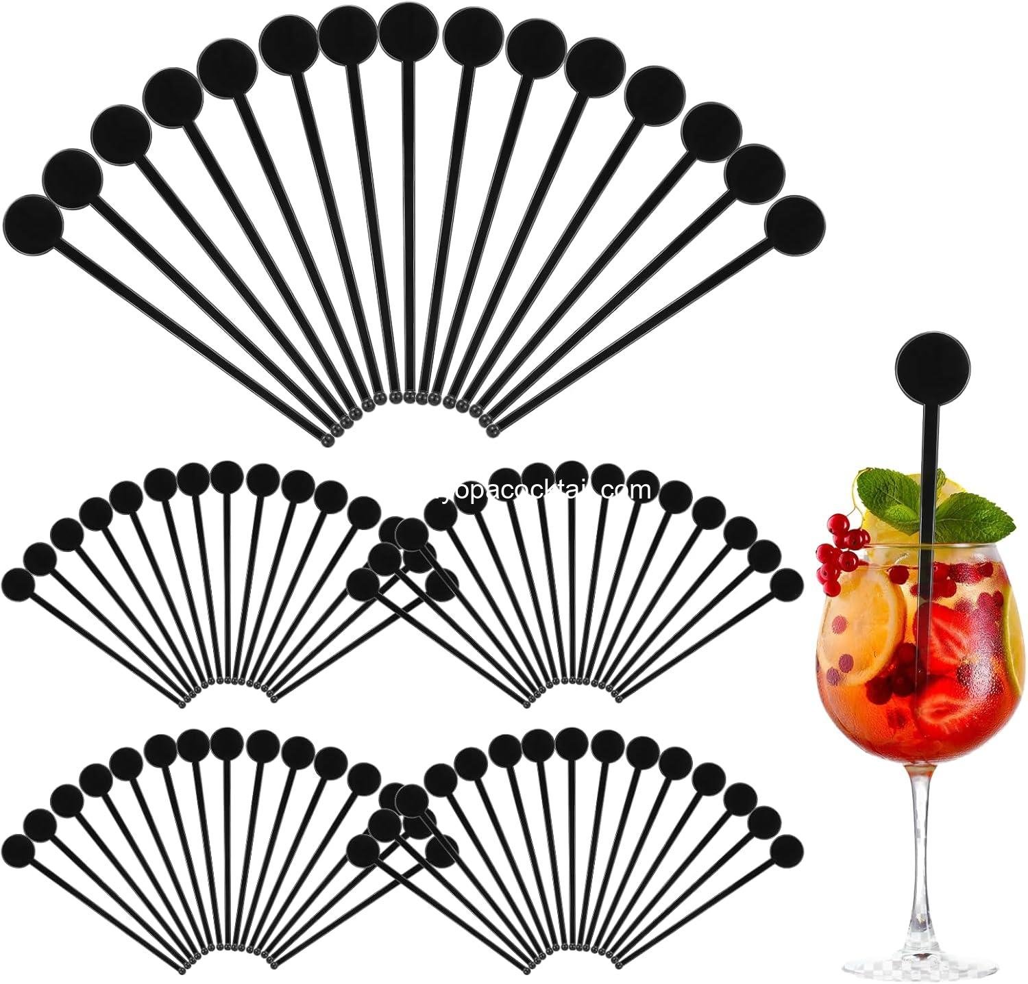 Wholesale 240 Pcs 7 Inch Black Plastic Cocktail Swizzle Sticks Disc Top Drink Stirrers for Bar Coffee Whiskey Beverage supplier