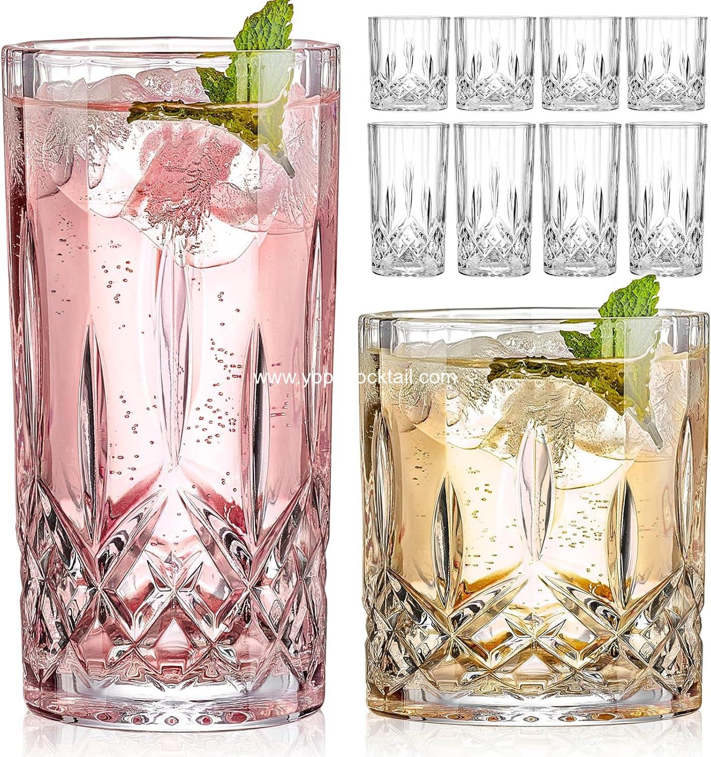Wholesale 8 Piece Crystal Glassware Set 11oz Old Fashioned & Highball Tumblers Cocktail Whisky Drinkware supplier