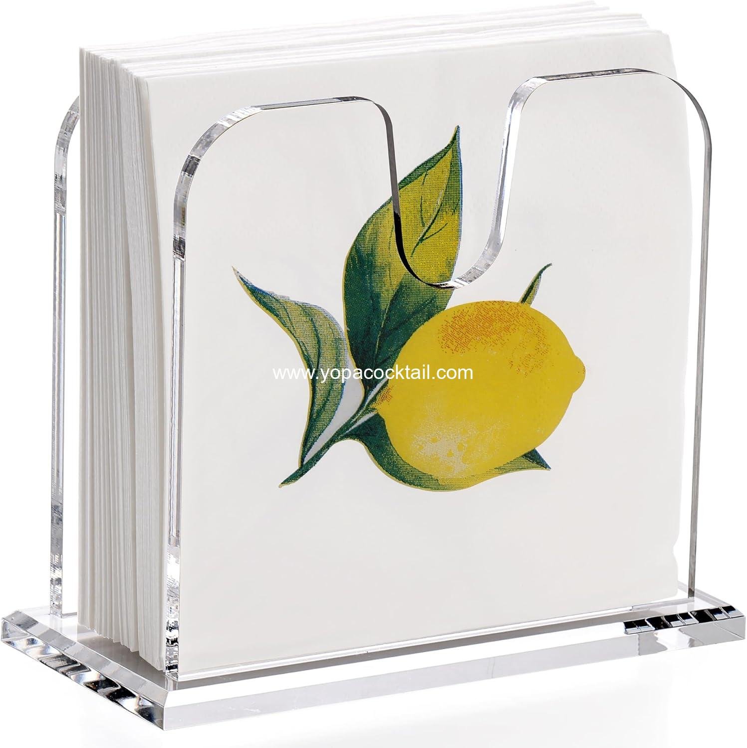 Wholesale Clear Acrylic Cocktail Napkin Dispenser 5x5 Inch Large Capacity Beverage Napkin Box 8mm Thick Base for Kitchen Restaurant Bar Party Home Decor manufacturer